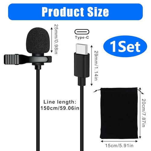 USB C Lavalier Microphone Type C Stereo Clip MIC External Lapel Clip 1