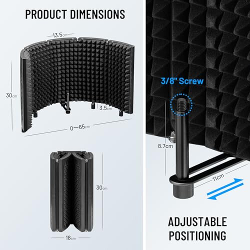 CAHAYA Microphone Isolation Shield Studio Mic Sound Absorbing Foam Desktop 1