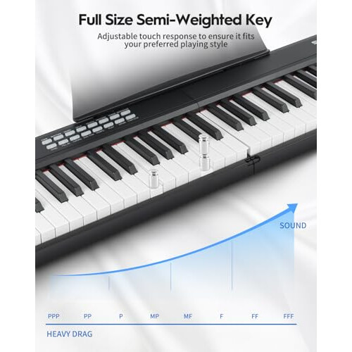 STRICH 88 Key Digital Piano Foldable Full Size Electric Keyboard with 1