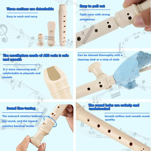 Soprano Recorder Instrument German Fingering Recorder With Cleaning Stick 1