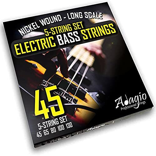 "5 String" Electric Bass Strings Light/Medium Gauge | Steel Core Set With 1