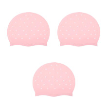 3Pcs Pink Elastic Silicone Swimming Caps Waterproof Swim Caps