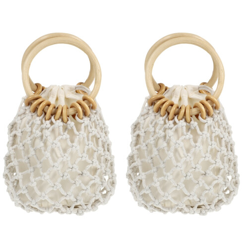 2St Witte Gevlochten Dames Clutch Handtas