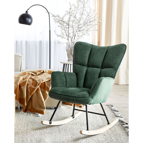 Beliani Rocking Chair OULU Fabric Emerald Green 1