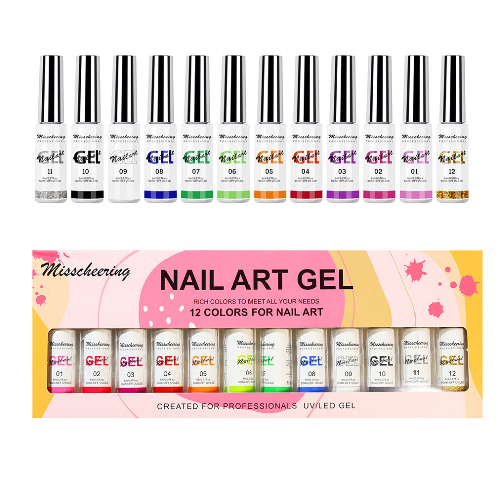 Creative Nail Art Polish Collection, 12Versatile Colors For Endless Designs, Non-Toxic Formula Promotes Healthy Nails