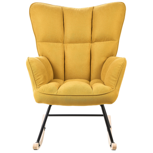 Beliani Rocking Chair OULU Fabric Yellow 1