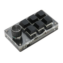6-Key Mini Mechanical Keyboard with Blue Switch, Bluetooth & Wired, 1100mAh Black