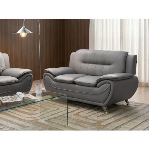 Beliani Sofa 2 Seater LEIRA Faux Leather Grey 1
