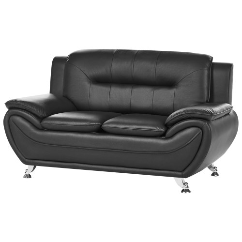 Beliani Sofa 2 Seater LEIRA Faux Leather Black 1