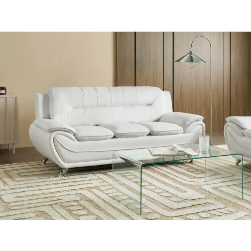 Beliani Sofa 3 Seater LEIRA Faux Leather White 1