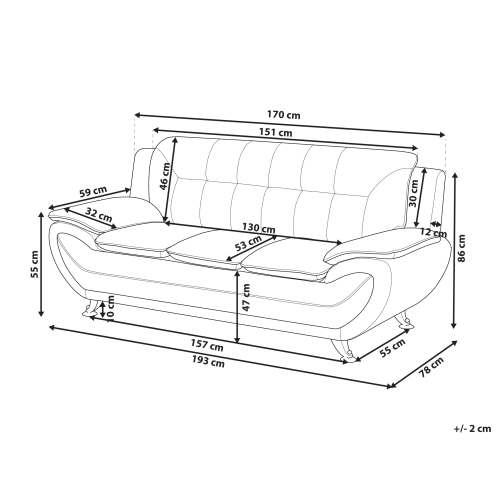 Beliani Sofa 3 Seater LEIRA Faux Leather White 2