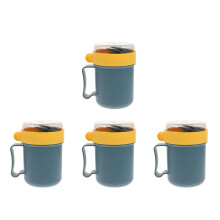 4Pièces Bols Microwaves Bleu PP Couvercle Antidérapante