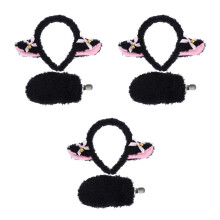 3Sets Comfortable Black Lamb Headband and Tail Set for Cosplay