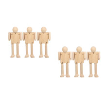 6Pcs Poseable Wooden Robot Mannequin with Flexible Joints for Kids Art