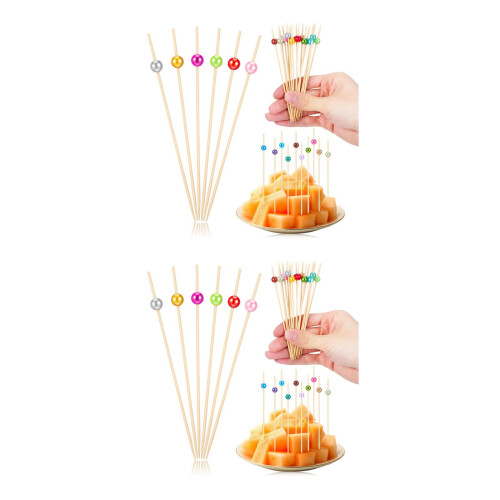 600Pcs Assorted Color Bamboo Fruit Skewers Decorative Appetizer Picks