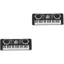 2St Zwart Elektronisch Piano Speelgoed Voor Kinderen Met 37 Toetsen