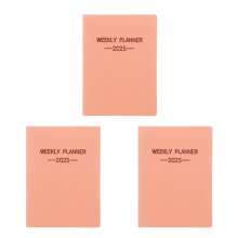 3Pcs PU Cover 2025 Mini Weekly Monthly Planner Notebook