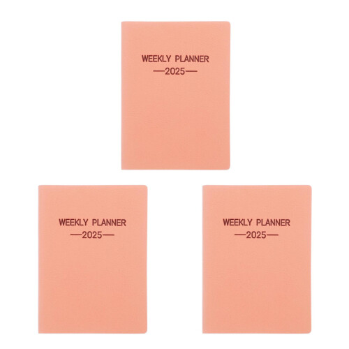 3Pcs PU Cover 2025 Mini Weekly Monthly Planner Notebook