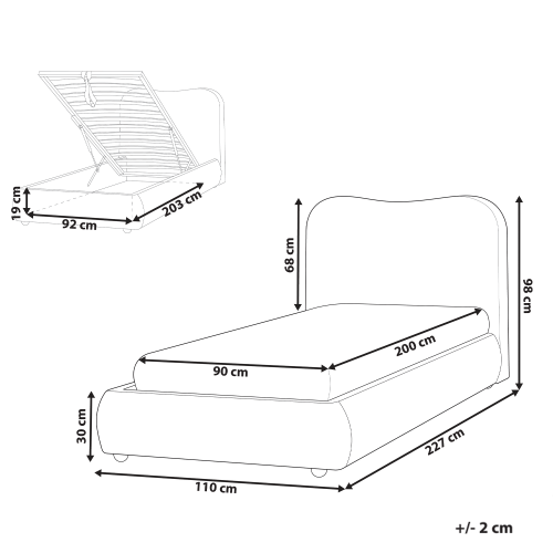 Beliani Ottoman Bed BLAGNAC Boucle Beige 90 x 200 cm (EU Single) 2