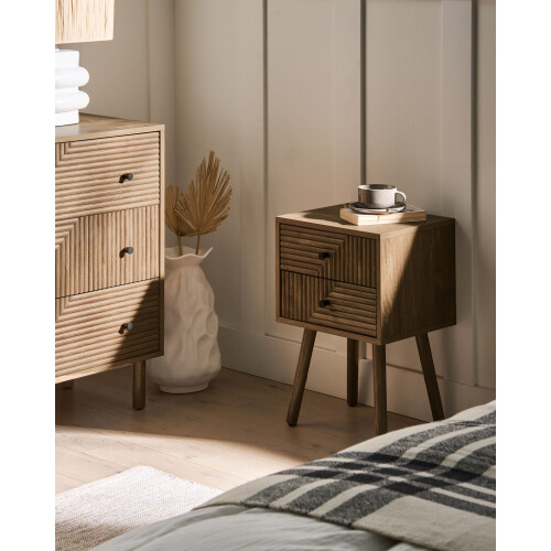 Beliani 2 Drawer Bedside Table RONGE Light Brown 1