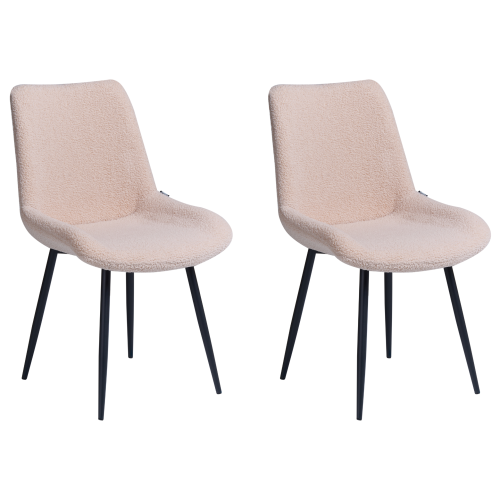 Beliani Set of 2 Dining Chairs AVILLA Boucle Beige 1