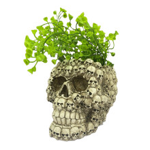 Beholdere for små gjenstander, harpikshodeformet plantekasse, fint håndverk, Halloween-scene, statue, realistisk hodeskallehode, potte, innendørs