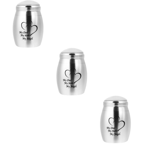 3St Creatieve Rvs Urn As Bewaring Zilverkleurig Compact