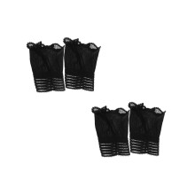 2Paren Zwarte Decoratieve Afneembare Mouwmanchetten Met Ruffle