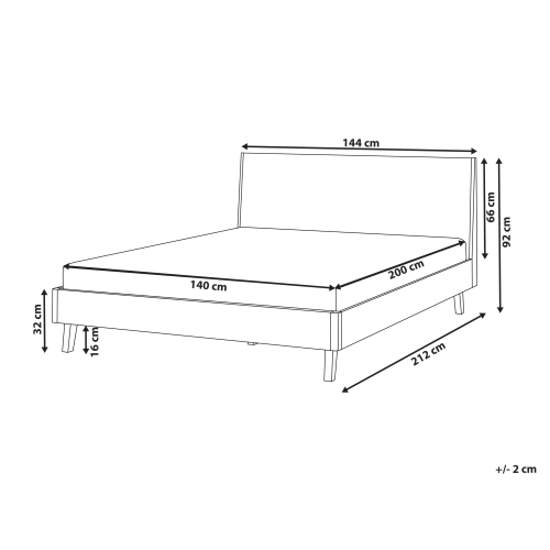 Beliani Bed WIZERNES 140 x 200 cm (EU Double) Light Oak 2