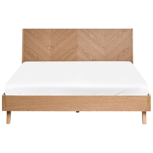 Beliani Bed WIZERNES 160 x 200 cm (EU King Size) Light Oak 1