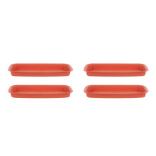 4St Donkerrode Plastic Bloempot Drip Tray Rechthoekig Voor Planten