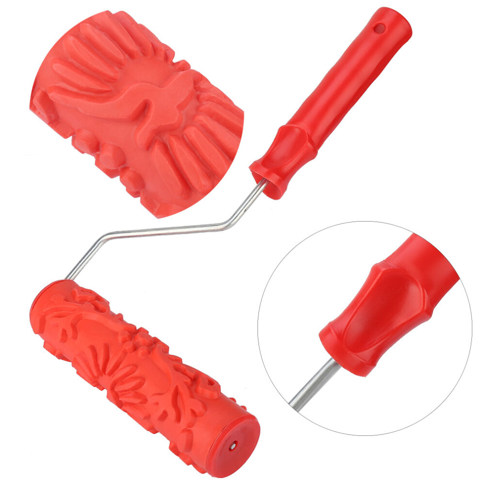 Diatom Ooze Wall Painting Rubber Embossed Roller - 33X19x5cm Red 6911393222952