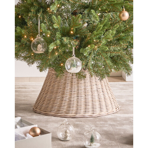 Beliani Christmas Tree Collar FLOCON Rattan Light Brown 47 cm 1