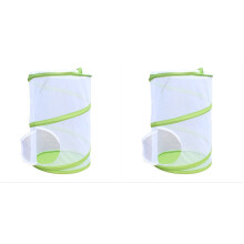 2St Draagbare Groene Witte Kids Insectenkooi Voor Ontdekking En