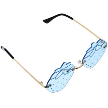 1Pair Blue Rimless Strawberry Sunglasses for Outdoor Party Photo Props
