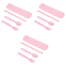 3Sets Tarwestro Kind Bestekset Roze Met Bewaarbox