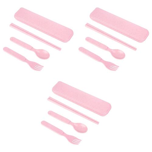 3Sets Tarwestro Kind Bestekset Roze Met Bewaarbox