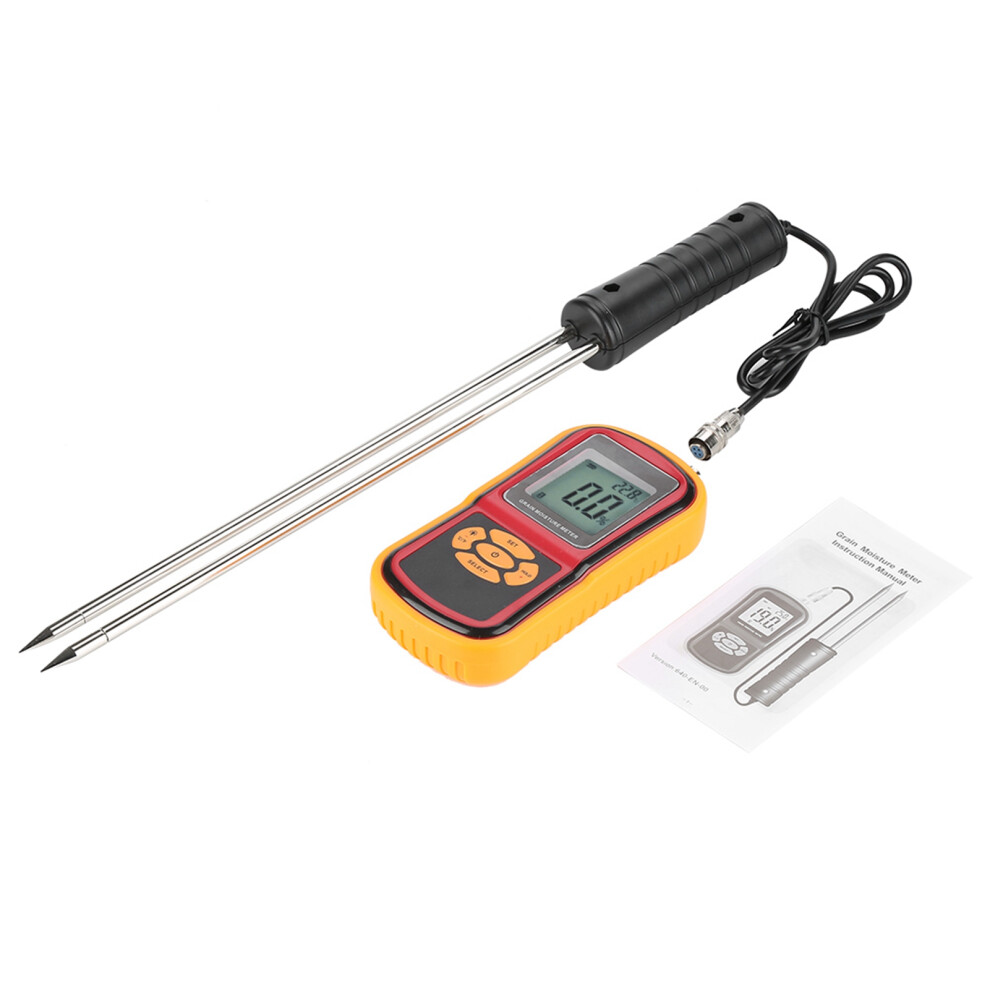 Lcd Backlight Display Digital Lcd Grain Meter Multifunctional Tester Portable Water Content Analyzer Temperature Meter High Accuracy Measuring Probe 9489952111933