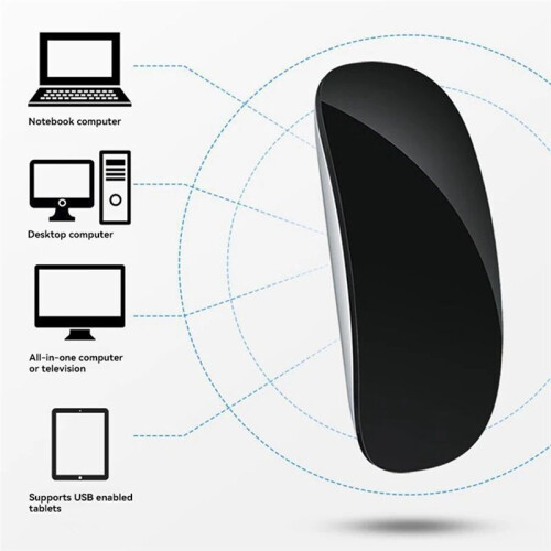 Per  Mouse Wireless  Touch Magic Mouse per  Pro Air  PC Laptop Mouse da Gioco Mouse USB 2.4G Nero 2