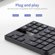 Nouveau Clavier Numérique Sans Fil 2,4 G Portable 35 Touches Clavier de Bureau de Comptabilité Financière Clavier Noir Rechargeable