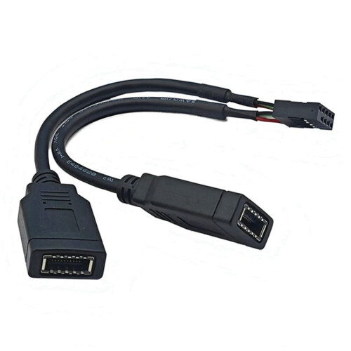 USB 9PIN to Double TYPE-E KEY-A Adapter Cable USB Front Panel Adapter Cable USB 9PIN to 2-Port Type-C Front Panel Cable 2