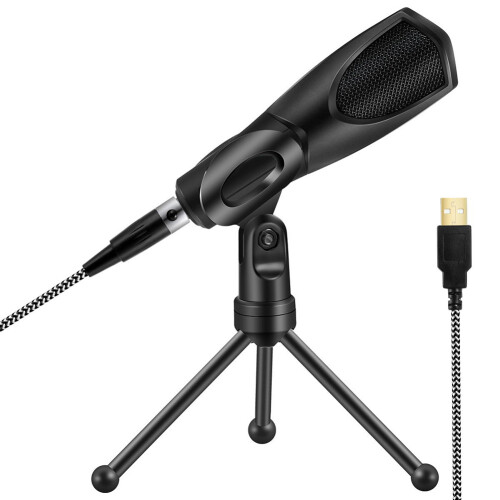 Mic Gain Control USB Microphone For Computer Condenser Computer PC Mic Plug Play Gaming Microphones With Headphone Output Volume Control Noise 1
