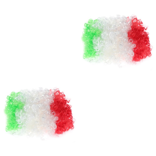 2Pièces Perruques Costume Clown Polyester Multicolores Pour Supporters
