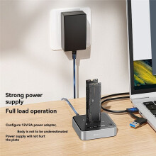 M2 20Gbps Two Bay SSD Docking Station Dual Bay Offline USB C to NVME PCiE Docking Station Offine Clone SSD Dock EU Plug