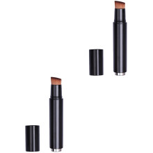 2St Zwarte Make-Up Kwasten Voor Vloeibare Foundation Licht En Dicht