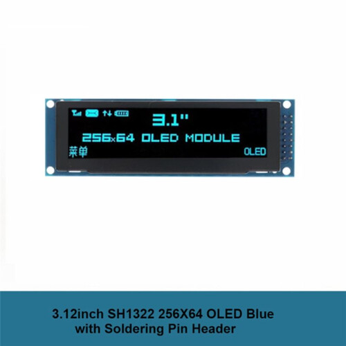 Display OLED de 3,12 Polegadas 256x64 SSD1322 Driver Módulo LCD Gráfico Paralelo/SPI Pino de Solda para /C51 Azul 1