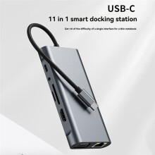 Estación de Acoplamiento USB C HUB 11 en 1 Adaptador HUB Compatible con  A Tipo C 4K Hub USB-C A VGA RJ45 PD 100W