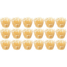 120St Gouden Papieren Cake Wrappers Met Hollow Design Voor Cupcakes