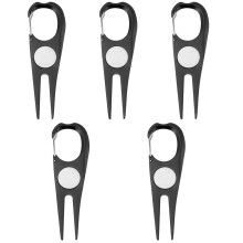 5St Draagbare Golf Divot Repair Tool Van Aluminium En Rvs in Zwart