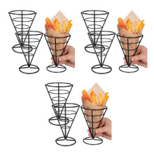9Pièces Panier Snacks Acier Noir Design Aéré Frites Apéritifs